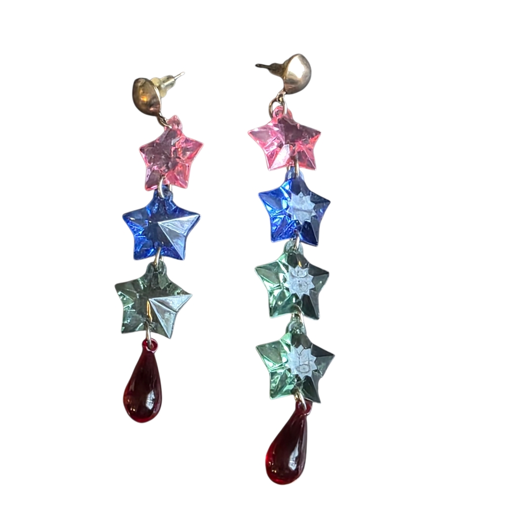 Colorful Star & Teardrop Dangle Earrings